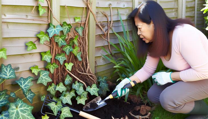 English Ivy removal guide, natural methods, step-by-step process for effectively eliminating English Ivy.