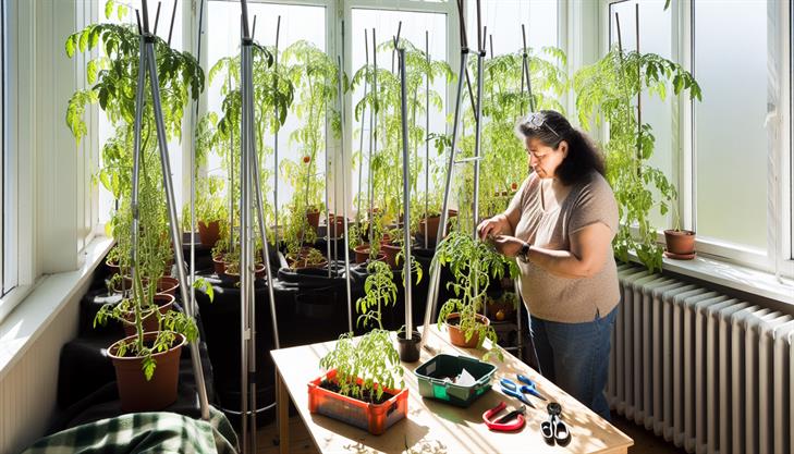 Indoor tomato plant growth tips, maximizing yields, optimizing indoor gardening techniques.