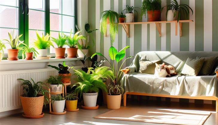 Pet-friendly plants for safe home décor; non-toxic options for cat owners.