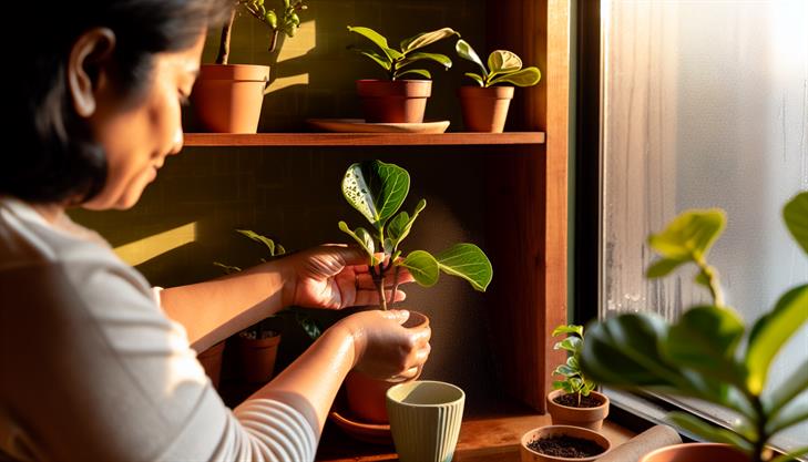 Fiddle Leaf Fig cuttings care tips during propagation process, featuring essential guidelines and maintenance for healthy growth.