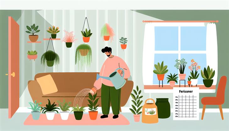 Seasonal fertilizing schedules infographic for optimal indoor plant growth, highlighting best practices for different seasons.