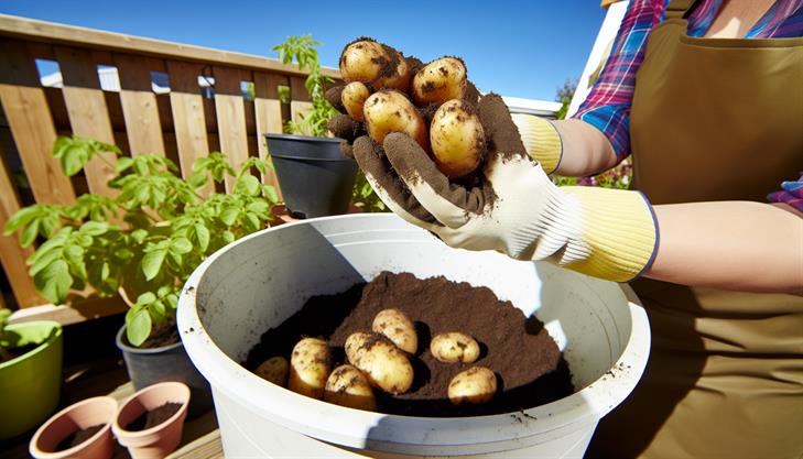 Harvesting and storing potted potatoes, best practices for optimal results.